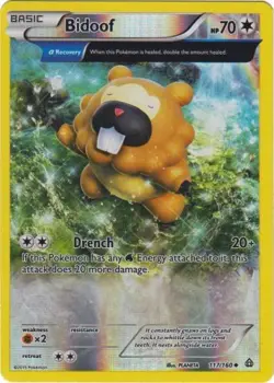 Bidoof - 117/160 - Uncommon - Reverse Holo PL/MP, English Pokemon Primal Clash - Image 1