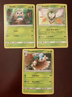 Decidueye SM55 Black Star Promo & Dartrix 10/149 & Rowlet 9/149 Pokemon TCG Card - Image 1