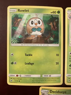 Decidueye SM55 Black Star Promo & Dartrix 10/149 & Rowlet 9/149 Pokemon TCG Card - Image 2