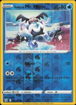 Pokemon - Galarian Mr. Mime #034/163 - SWSH05: Battle Styles Reverse Holo - Image 1