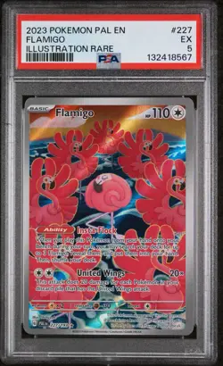 2023 POKEMON PAL EN-PALDEA EVOLVED ILLUSTRATION RARE #227 FLAMIGO PSA 5 EX POP 2 - Image 1