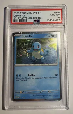 2023 POKEMON BLACK STAR PROMO 151 POSTER COL 048 SQUIRTLE PSA 10 w/ HAND SWIRL🌀 - Image 1