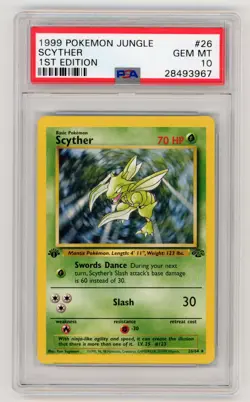 Pokemon Jungle 1999 1st Edition Scyther PSA 10 Gem Mint 26/64 - Image 1