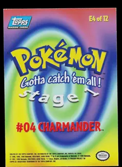 Pokemon Card - Charmander Topps 04 Foil E4 of 12 Blue Logo - Image 2