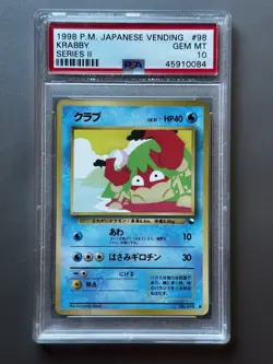 1998 Pokemon Krabby Vending Machine Cards Series 2 PSA 10 GEM MINT LOW POP - Image 1