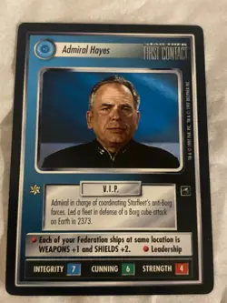 Star Trek CCG 1E FC ADMIRAL HAYES Rare Card - Image 1