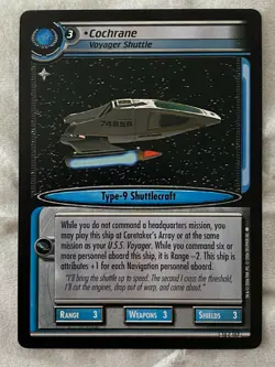 Star Trek CCG 2E Captain's Log COCHRANE VOYAGER SHUTTLE Card NEVER PLAYED - Image 1