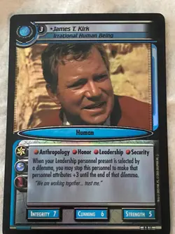 Star Trek CCG Dangerous Missions JAMES T KIRK IRRATIONAL HUMAN BEING FOIL Card - Image 1