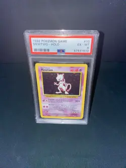 MEWTWO #10 - Pokemon TCG Base Set Unlimited - Holo Rare PSA 6 - Image 2