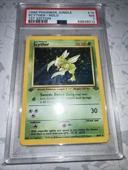 Pokemon Scyther Jungle 1st Edition Holo Rare #10 PSA 7 - Image 1