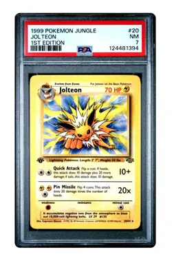 1999 Pokemon Jungle 1st Edition Jolteon #20 NM PSA 7 - Image 1