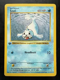Pokemon Seel 1st Edition base Shadowless Base Set (MP) - Image 1