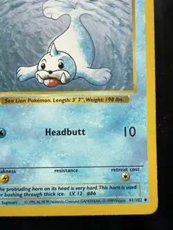 Pokemon Seel 1st Edition base Shadowless Base Set (MP) - Image 5