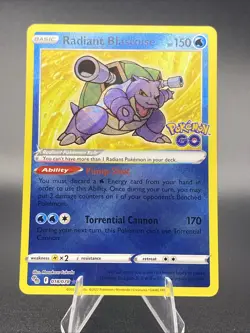 Pokemon Radiant Blastoise Radiant Rare Holofoil Pokemon GO 2022 018/078 NM - Image 1