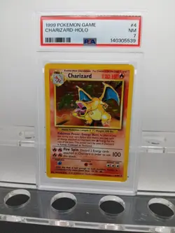1999 charizard-Holo #4 Pokemon Game PSA 7 - Image 1