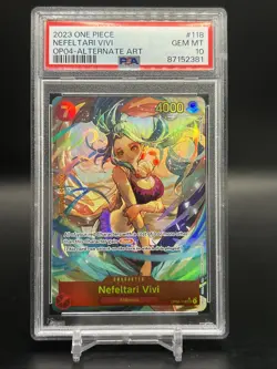 2023 One Piece TCG OP04-118 SEC Nefeltari Vivi Secret Rare Alternate Art PSA 10 - Image 1