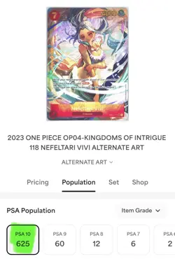 2023 One Piece TCG OP04-118 SEC Nefeltari Vivi Secret Rare Alternate Art PSA 10 - Image 3