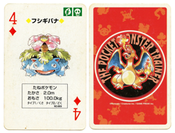 1996 Venusaur 4 of Diamonds Pokemon Red Charizard Playing Card Japan Original - Image 1