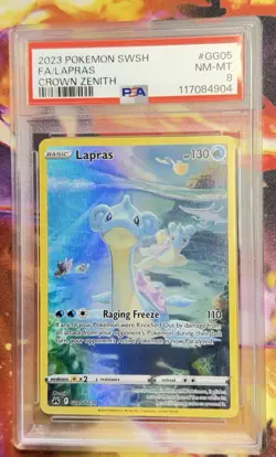 Lapras GG05/GG70 Crown Zenith Galarian Gallery Holo Pokemon Card PSA 8 - Image 1