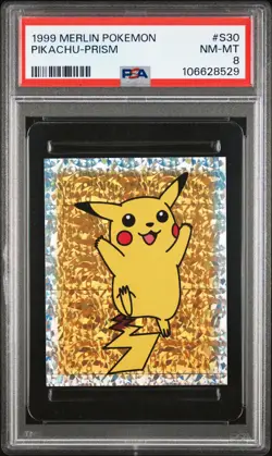 1999 MERLIN POKEMON #S30 PIKACHU-PRISM PSA 8 - Image 1