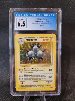 Pokemon Card Magneton 9/102 Holo Rare WOTC Base Set, NM-NM+ Condition CGC 6.5 - Image 1