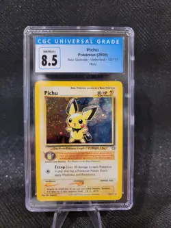 SWIRL POKEMON 2000 NEO GENESIS PICHU #12 HOLO VINTAGE CGC 8.5 - Image 1