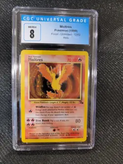 1999 POKEMON FOSSIL HOLO #12/62 MOLTRES CGC 8 - Image 1