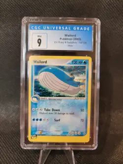 CGC 9 MINT Wailord 2003 EX Ruby & Sapphire 14/109 Holo Pokemon Card - Image 1