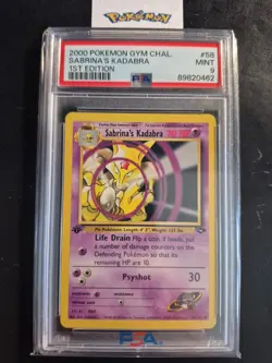 First Edition 2000 Pokemon Gym Challenge 58/132 Sabrina's Kadabra PSA Mint 9 - Image 1