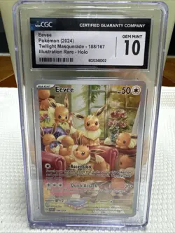 Pokemon Twilight Masquerade Eevee TCG Illustration Rare #188/167 CGC Gem Mint 10 - Image 1