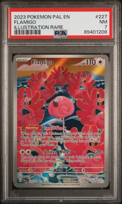 2023 POKEMON PAL EN-PALDEA EVOLVED ILLUSTRATION RARE #227 FLAMIGO PSA 7 - Image 1