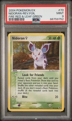 2004 Pokemon EX Fire Red Leaf Green #70 Nidoran Reverse Holo Foil PSA 9 Mint - Image 1