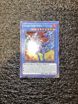 Yugioh! Cerulean Sacred Phoenix of Nephthys HISU-EN006 Secret Rare 1st LP - Image 1