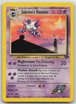 Pokemon Card Sabrina's Haunter Uncommon Gym Challenge 055/132 - Image 1