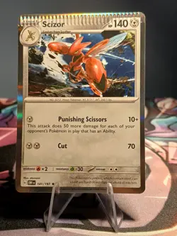 Scizor 141/197 - Pokemon Obsidian Flames Holo CRIMPED CARD FACTORY ERROR, NM - Image 1