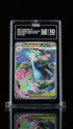 2025 Pokemon Phantasmal Flames MEGA CHARIZARD X EX Holo Rare Card 109/94 TAG 10 - Image 1