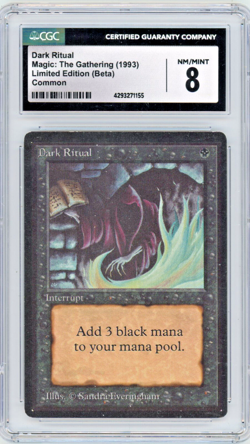 1993 Magic the Gathering MtG LIMITED EDITION BETA Common Dark Ritual CGC 8 - Image 1