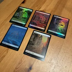 ***Spiderman Full Art Foil Land Lot X5***MTG 1 OF EACH COLOR - Image 1