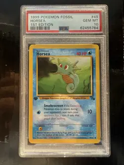 Pokemon Horsea 1999 Fossil 1st Edition Common 49/62 WOTC PSA 10 GEM MT - Image 1