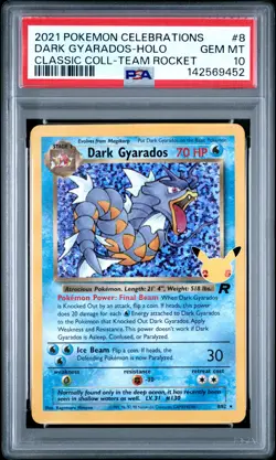 Dark Gyarados-Holo Pokemon Celebrations Classic Collection #8 PSA 10 Gem Mint - Image 1