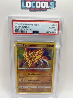 2020 Pokemon Sword & Shield Vivid Voltage #102 Zamazenta PSA 10 Gem Mint - Image 1