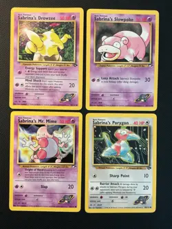 Pokemon Gym Challenge Sabrina’s Lot (4) LP – Mr. Mime Porygon Slowpoke Drowzee - Image 1