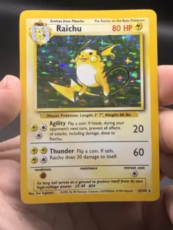 Raichu Holo Rare 14/102 1999 Pokemon Base Set English WOTC MP - Image 3