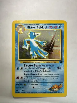 Pokemon 1995 Misty's Golduck 12/132 Holo Rare Gym Challenge HP W/ Swirl - Image 1