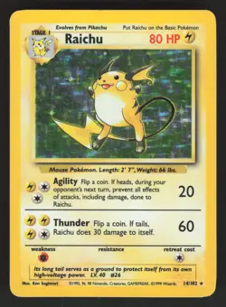 Raichu 14/102 Pokemon TCG Base Set MP - Image 1