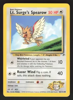 Lt. Surge's Spearow 83/132 Pokemon TCG Gym Heroes VLP - Image 1