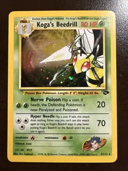 Koga’s Beedrill 9/132 Holo Rare Pokemon TCG Gym Challenge WOTC LP - Image 1