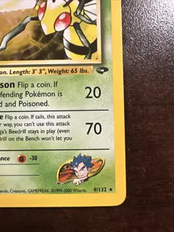 Koga’s Beedrill 9/132 Holo Rare Pokemon TCG Gym Challenge WOTC LP - Image 4
