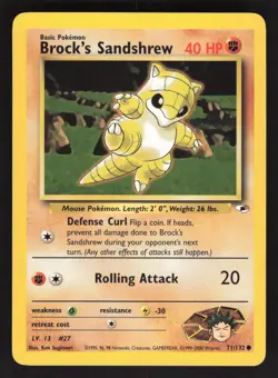Brock's Sandshrew 71/132 Pokemon TCG Gym Heroes LP - Image 1