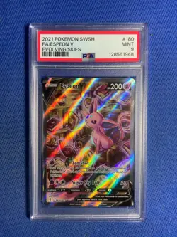 2021 POKEMON SWSH FA/ESPEON V EVOLVING SKIES #180 PSA MINT 9 - Image 1